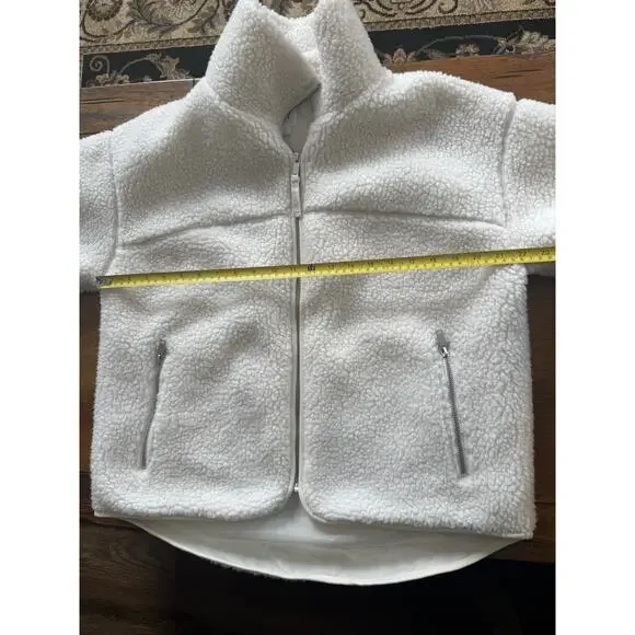 GAP Sherpa Fleece Full Zip Jacket White XS Spring Jacket Oversized Fit - Picture 6 of 8